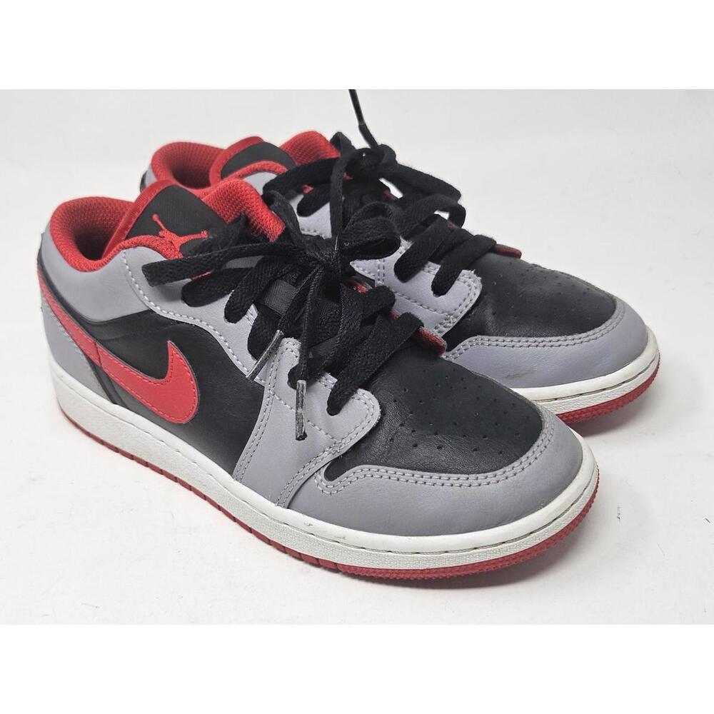 Nike Jordan 1 Low Cement Fire Red Shoes 553560-060 VNDS GS 3.5Y